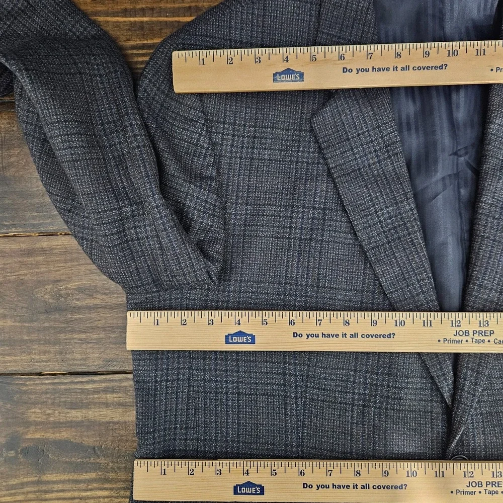RBM Collection Men's Sport Coat Blazer Two Button Flannel Wool Plaid Size 44L